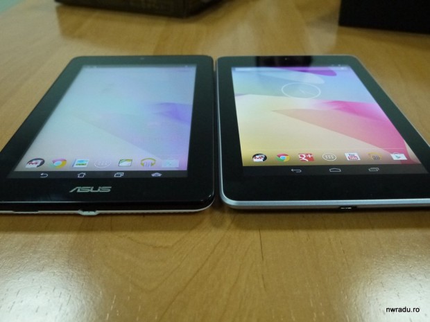 Din unghi, ecranul Memopad devine gri, culorile Nexus 7 rămân vizibile