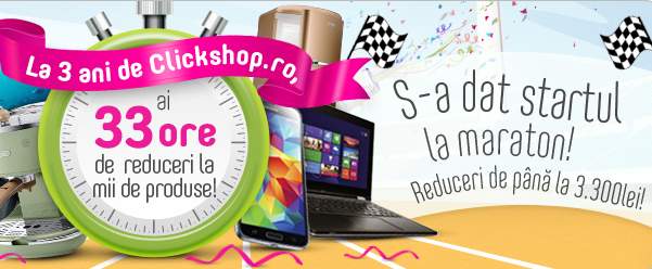 ClickShop aniversează 3 ani prin promoții și un concurs pentru voi