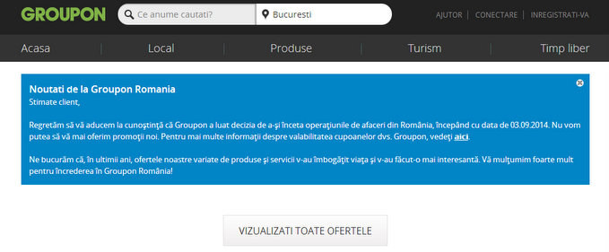 Groupon se retrage din România