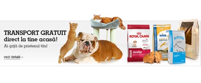 Transport gratuit la comenzile Petshop