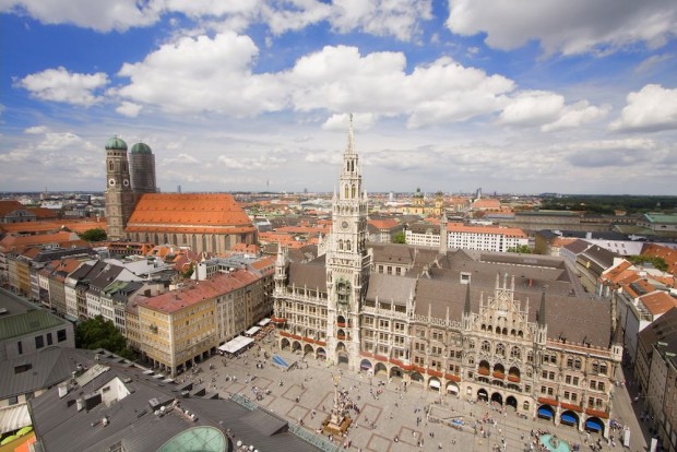 Aerial view of Munich city center