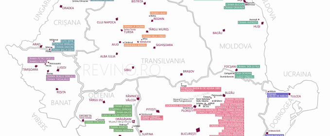 Harta cramelor și regiunilor viticole din România