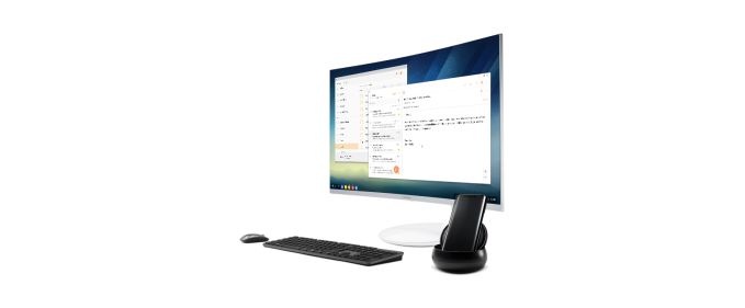 Samsung DeX conectează telefonul la monitor și tastatură și generează o interfață tip desktop