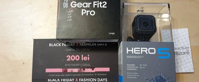 Concurs: dau o cameră video GoPro, o brățară Samsung și vouchere Fashion Days