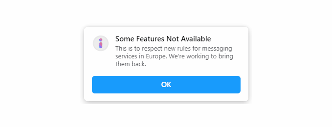 Some features not available în Facebook Messenger