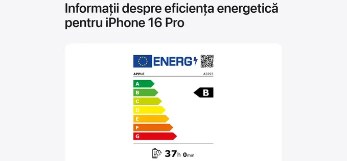 iPhone și iPad au acum etichete de clasă energetică în UE: iată cum arată și ce semnifică acestea