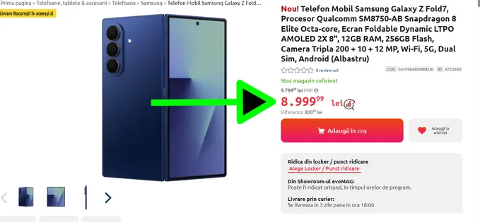 Samsung Fold7 deja s-a ieftinit cu 1500 de lei în prima zi de vânzare (update: reducere și Flip7)