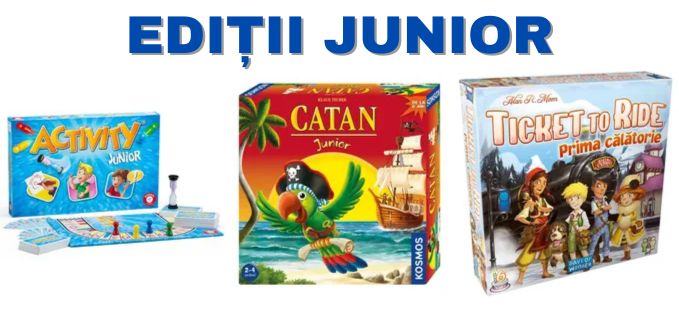 Știați că există variante de copii pentru toate jocurile de societate populare, precum Catan, Ticket to Ride, Activity și altele?