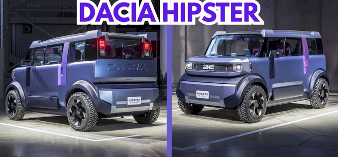 Dacia Hipster Concept este o mașină electrică mică (doar 3 metri lungime) de oraș, dar cu design inedit