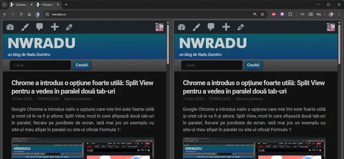 Chrome a introdus o opțiune foarte utilă: Split View pentru a vedea în paralel două tab-uri