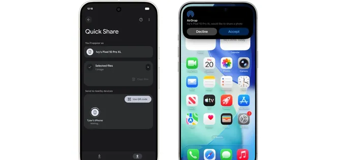 iPhone AirDrop și Google Quick Share pot trimite și primi fișiere între ele (în sfârșit!)