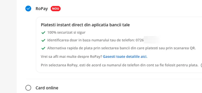 eMAG a introdus opțiunea de plată prin RoPay