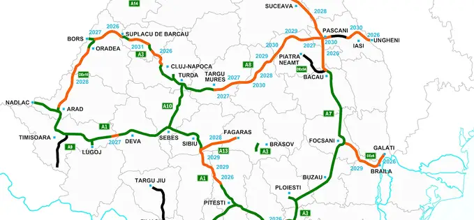 Harta autostrăzilor din România în 2026